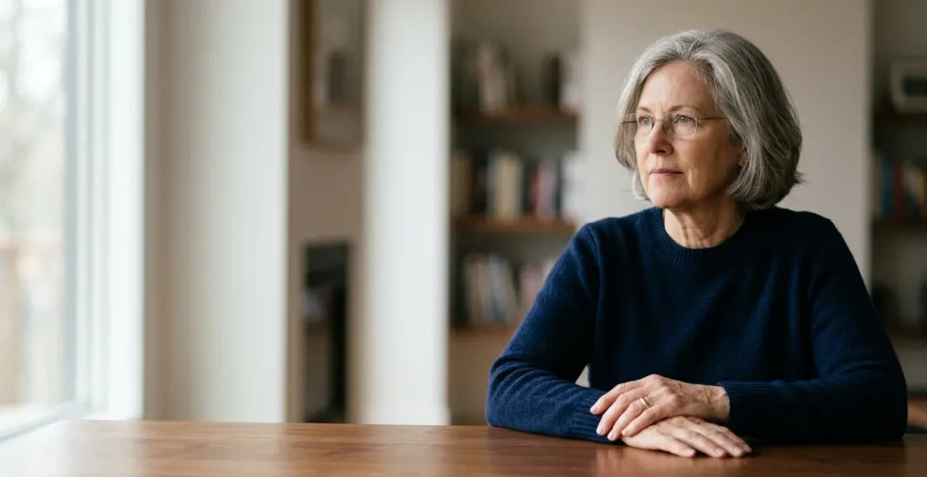 Personne senior réfléchissant à ses options financières de retraite dans un environnement calme