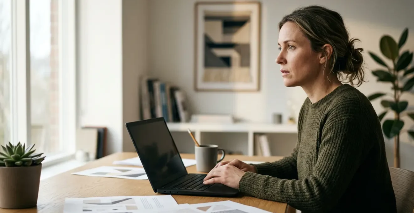 Consultant freelance évaluant sa protection professionnelle dans un environnement de travail moderne