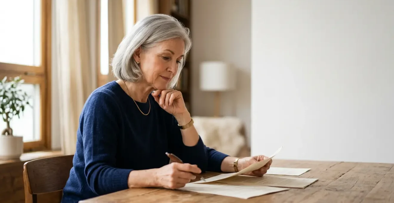 Senior analysant attentivement différentes options de complémentaire santé pour personnaliser sa couverture